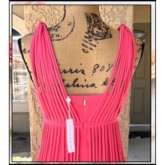 Trina Turk Venetia Dress Fringe Overlay Watermelon Pink Size 2 - Picture 5 of 8
